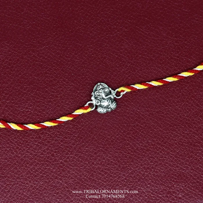 TRIBAL ORNAMENTS Bracelets 925 sterling silver handmade Ganesha design Rakhi Bracelet amazing stylish gift for Rakshabandhan rk78