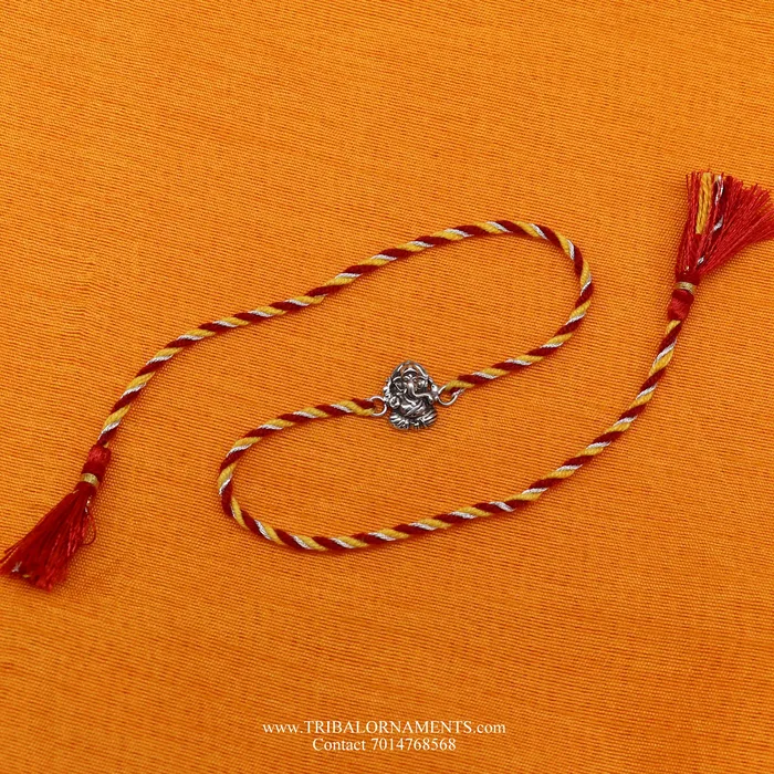 TRIBAL ORNAMENTS Bracelets 925 sterling silver handmade Ganesha design Rakhi Bracelet amazing stylish gift for Rakshabandhan rk78