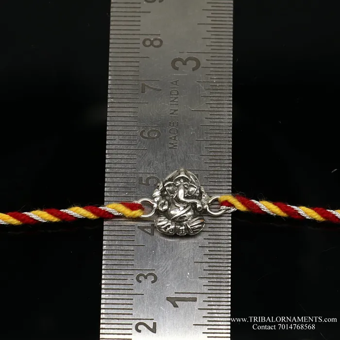 TRIBAL ORNAMENTS Bracelets 925 sterling silver handmade Ganesha design Rakhi Bracelet amazing stylish gift for Rakshabandhan rk78
