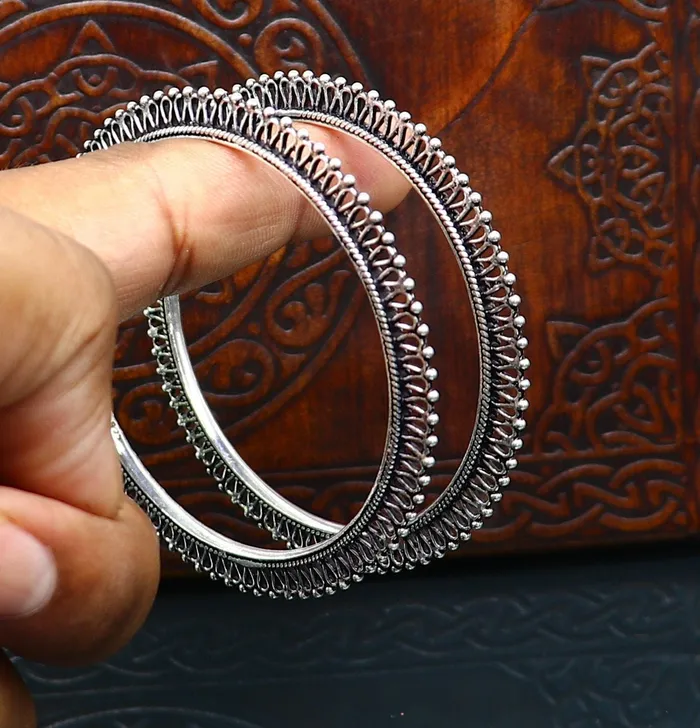 TRIBAL ORNAMENTS Bracelets 925 sterling silver handmade gorgeous bangle bracelet gorgeous kada kangan set for Brides stunning collection women jewelry nba160