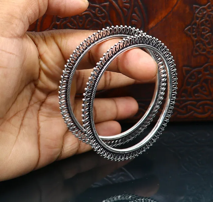 TRIBAL ORNAMENTS Bracelets 925 sterling silver handmade gorgeous bangle bracelet gorgeous kada kangan set for Brides stunning collection women jewelry nba160 TRIBAL ORNAMENTS Bracelets 925 sterling silver handmade gorgeous bangle bracelet gorgeous kada kangan set for Brides stunning collection women jewelry nba160