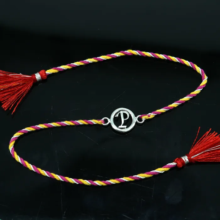 TRIBAL ORNAMENTS Bracelets 925 sterling silver handmade P letter design Rakhi Bracelet amazing stylish gift for Rakshabandhan rk43