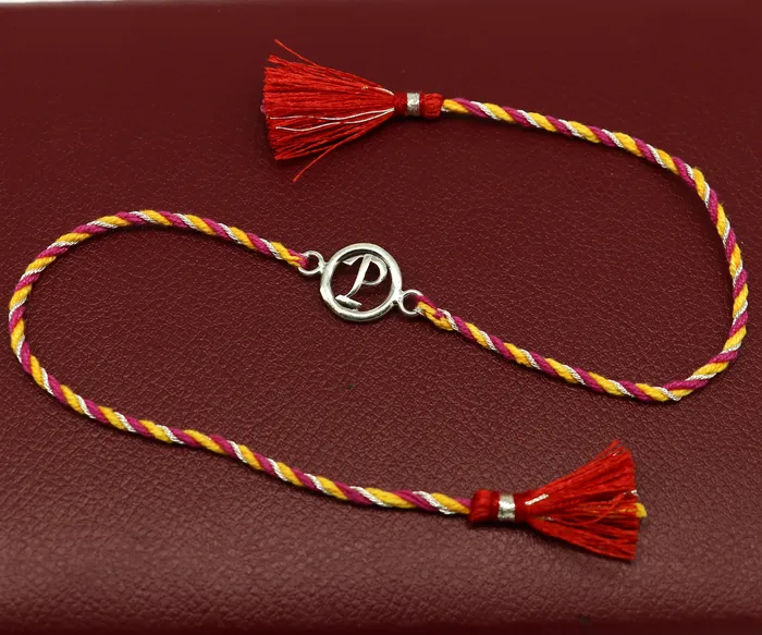 TRIBAL ORNAMENTS Bracelets 925 sterling silver handmade P letter design Rakhi Bracelet amazing stylish gift for Rakshabandhan rk43