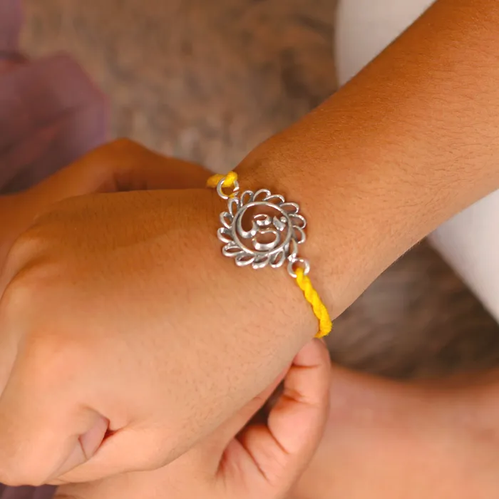 TRIBAL ORNAMENTS Bracelets 925 Sterling silver Lord Om design pendant Rakhi bracelet Rakshabandhan festival rk334