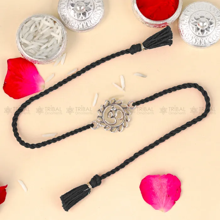 TRIBAL ORNAMENTS Bracelets 925 Sterling silver Lord Om design pendant Rakhi bracelet Rakshabandhan festival rk334 TRIBAL ORNAMENTS Bracelets 925 Sterling silver Lord Om design pendant Rakhi bracelet Rakshabandhan festival rk334