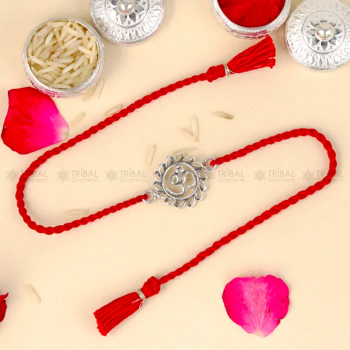 TRIBAL ORNAMENTS Bracelets 925 Sterling silver Lord Om design pendant Rakhi bracelet Rakshabandhan festival rk334 TRIBAL ORNAMENTS Bracelets 925 Sterling silver Lord Om design pendant Rakhi bracelet Rakshabandhan festival rk334
