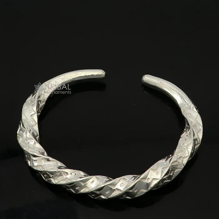 TRIBAL ORNAMENTS Bracelets 925 sterling silver solid adjustable heavy kada bracelet for men amazing indian traditional cultural design plain kada nsk835 TRIBAL ORNAMENTS Bracelets 925 sterling silver solid adjustable heavy kada bracelet for men amazing indian traditional cultural design plain kada nsk835