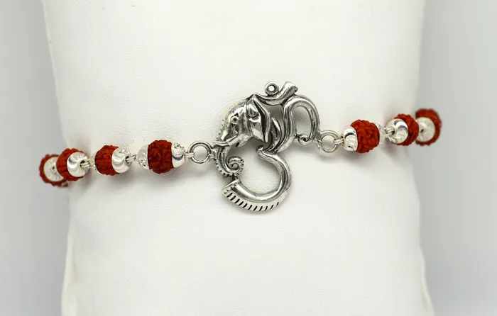 TRIBAL ORNAMENTS Bracelets All sizes 925 Sterling silver customized rudraksha beaded AUM OM Rakhi bracelet best gift for your brothers for special Rakshabandhan rk004 TRIBAL ORNAMENTS Bracelets All sizes 925 Sterling silver customized rudraksha beaded AUM OM Rakhi bracelet best gift for your brothers for special Rakshabandhan rk004
