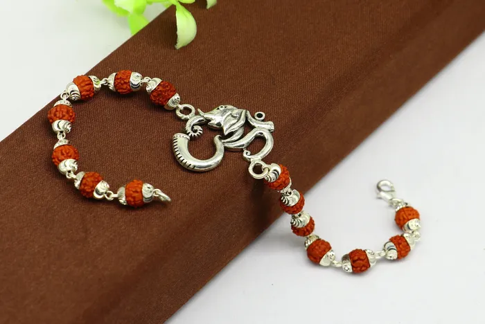TRIBAL ORNAMENTS Bracelets All sizes 925 Sterling silver customized rudraksha beaded AUM OM Rakhi bracelet best gift for your brothers for special Rakshabandhan rk004 TRIBAL ORNAMENTS Bracelets All sizes 925 Sterling silver customized rudraksha beaded AUM OM Rakhi bracelet best gift for your brothers for special Rakshabandhan rk004