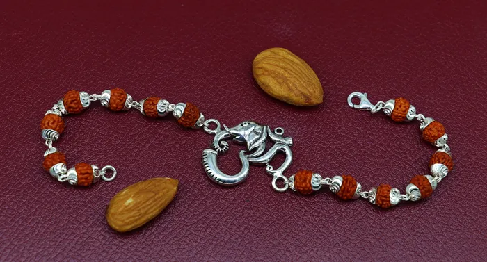 TRIBAL ORNAMENTS Bracelets All sizes 925 Sterling silver customized rudraksha beaded AUM OM Rakhi bracelet best gift for your brothers for special Rakshabandhan rk004 TRIBAL ORNAMENTS Bracelets All sizes 925 Sterling silver customized rudraksha beaded AUM OM Rakhi bracelet best gift for your brothers for special Rakshabandhan rk004