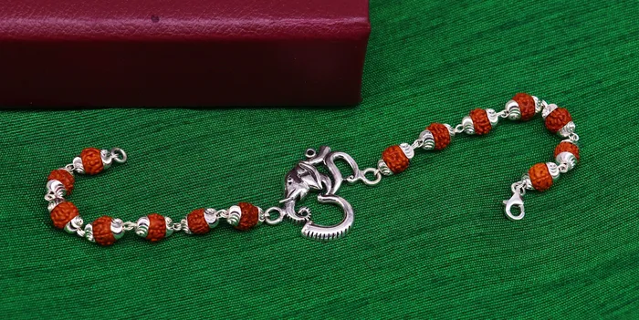 TRIBAL ORNAMENTS Bracelets All sizes 925 Sterling silver customized rudraksha beaded AUM OM Rakhi bracelet best gift for your brothers for special Rakshabandhan rk004 TRIBAL ORNAMENTS Bracelets All sizes 925 Sterling silver customized rudraksha beaded AUM OM Rakhi bracelet best gift for your brothers for special Rakshabandhan rk004
