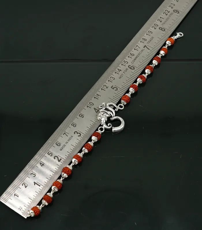 TRIBAL ORNAMENTS Bracelets All sizes 925 Sterling silver customized rudraksha beaded AUM OM Rakhi bracelet best gift for your brothers for special Rakshabandhan rk004 TRIBAL ORNAMENTS Bracelets All sizes 925 Sterling silver customized rudraksha beaded AUM OM Rakhi bracelet best gift for your brothers for special Rakshabandhan rk004