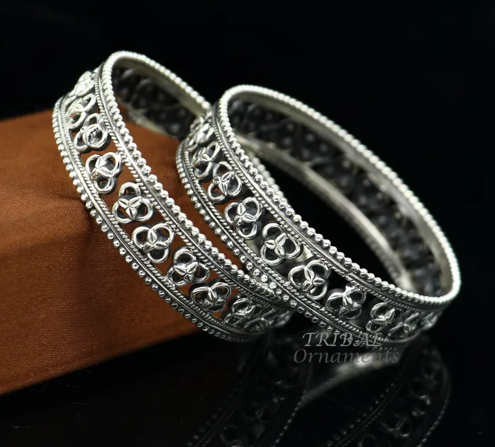 TRIBAL ORNAMENTS Bracelets Amazing 925 sterling silver flower design unique style handmade bangle bracelet best brides collection wedding ethnic tribal jewelry nba336 TRIBAL ORNAMENTS Bracelets Amazing 925 sterling silver flower design unique style handmade bangle bracelet best brides collection wedding ethnic tribal jewelry nba336