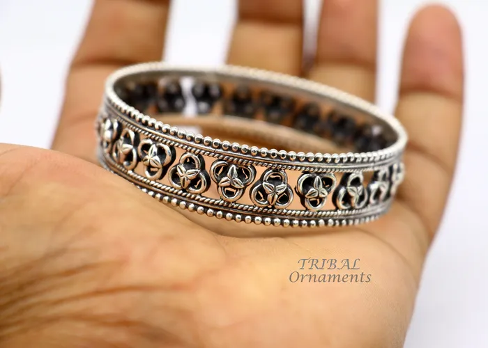 TRIBAL ORNAMENTS Bracelets Amazing 925 sterling silver flower design unique style handmade bangle bracelet best brides collection wedding ethnic tribal jewelry nba336 TRIBAL ORNAMENTS Bracelets Amazing 925 sterling silver flower design unique style handmade bangle bracelet best brides collection wedding ethnic tribal jewelry nba336