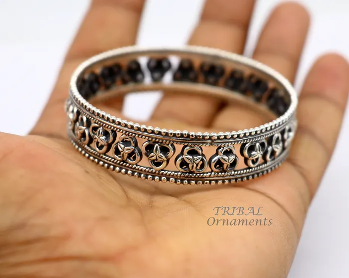 TRIBAL ORNAMENTS Bracelets Amazing 925 sterling silver flower design unique style handmade bangle bracelet best brides collection wedding ethnic tribal jewelry nba336 TRIBAL ORNAMENTS Bracelets Amazing 925 sterling silver flower design unique style handmade bangle bracelet best brides collection wedding ethnic tribal jewelry nba336