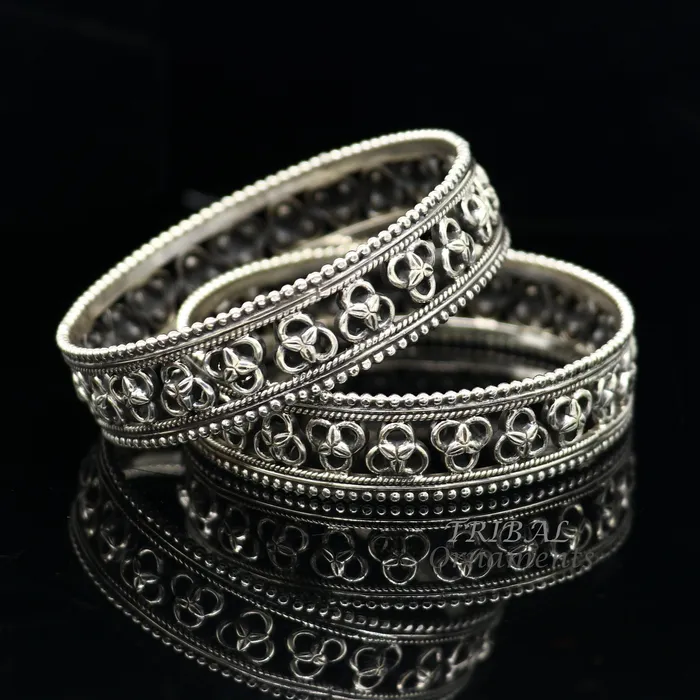 TRIBAL ORNAMENTS Bracelets Amazing 925 sterling silver flower design unique style handmade bangle bracelet best brides collection wedding ethnic tribal jewelry nba336 TRIBAL ORNAMENTS Bracelets Amazing 925 sterling silver flower design unique style handmade bangle bracelet best brides collection wedding ethnic tribal jewelry nba336