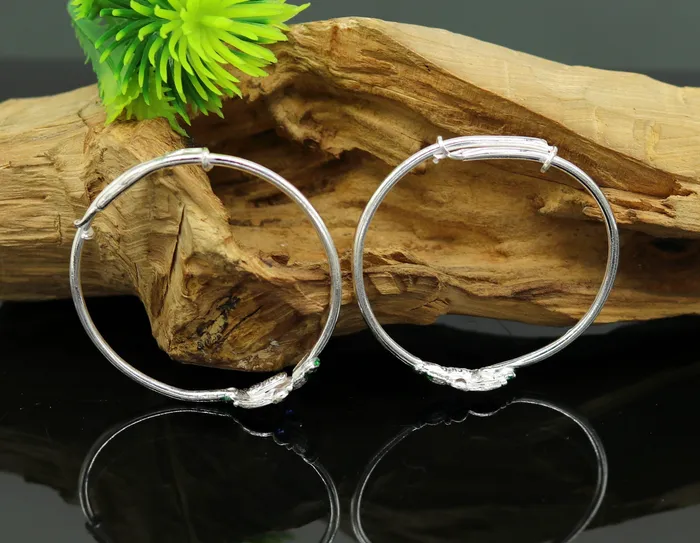 TRIBAL ORNAMENTS Bracelets Handmade vintage customized design silver adjustable baby bangle kada awesome enamel design bangle bracelet unisex kids jewelry nbbk92
