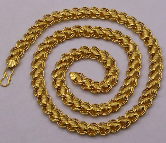 TRIBAL ORNAMENTS Necklaces 20 inches 22k yellow gold handmade fabulous hollow lotus chain necklace excellent gold unisex chain ch144 TRIBAL ORNAMENTS Necklaces 20 inches 22k yellow gold handmade fabulous hollow lotus chain necklace excellent gold unisex chain ch144