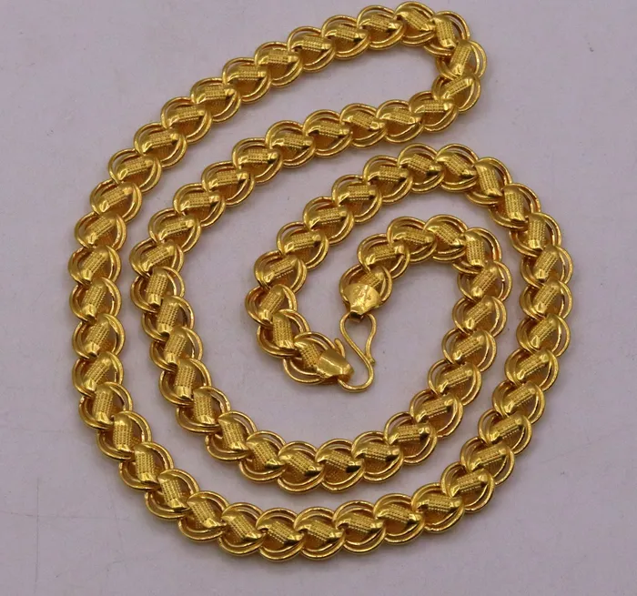 TRIBAL ORNAMENTS Necklaces 20 inches 22k yellow gold handmade fabulous hollow lotus chain necklace excellent gold unisex chain ch144