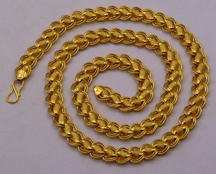 TRIBAL ORNAMENTS Necklaces 20 inches 22k yellow gold handmade fabulous hollow lotus chain necklace excellent gold unisex chain ch144