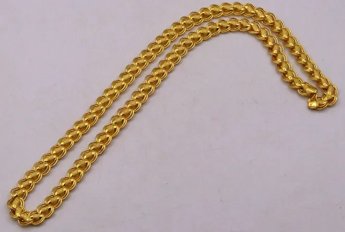 TRIBAL ORNAMENTS Necklaces 20 inches 22k yellow gold handmade fabulous hollow lotus chain necklace excellent gold unisex chain ch144