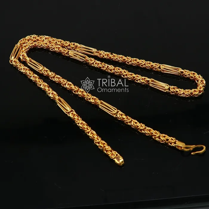 TRIBAL ORNAMENTS Necklaces 22kt yellow gold handmade fabulous modern trendy unique design certified gold byzantine luxury chain necklace unisex gifting jewelry gch573 TRIBAL ORNAMENTS Necklaces 22kt yellow gold handmade fabulous modern trendy unique design certified gold byzantine luxury chain necklace unisex gifting jewelry gch573
