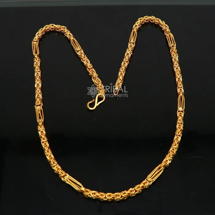 TRIBAL ORNAMENTS Necklaces 22kt yellow gold handmade fabulous modern trendy unique design certified gold byzantine luxury chain necklace unisex gifting jewelry gch573 TRIBAL ORNAMENTS Necklaces 22kt yellow gold handmade fabulous modern trendy unique design certified gold byzantine luxury chain necklace unisex gifting jewelry gch573