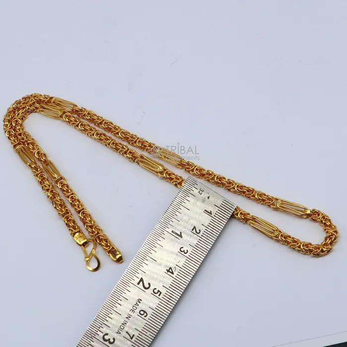 TRIBAL ORNAMENTS Necklaces 22kt yellow gold handmade fabulous modern trendy unique design certified gold byzantine luxury chain necklace unisex gifting jewelry gch573 TRIBAL ORNAMENTS Necklaces 22kt yellow gold handmade fabulous modern trendy unique design certified gold byzantine luxury chain necklace unisex gifting jewelry gch573