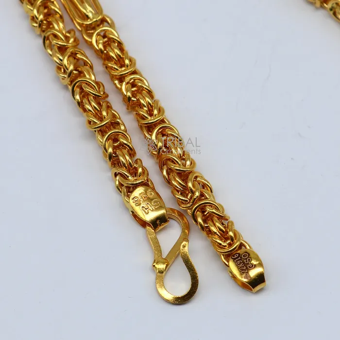TRIBAL ORNAMENTS Necklaces 22kt yellow gold handmade fabulous modern trendy unique design certified gold byzantine luxury chain necklace unisex gifting jewelry gch573 TRIBAL ORNAMENTS Necklaces 22kt yellow gold handmade fabulous modern trendy unique design certified gold byzantine luxury chain necklace unisex gifting jewelry gch573