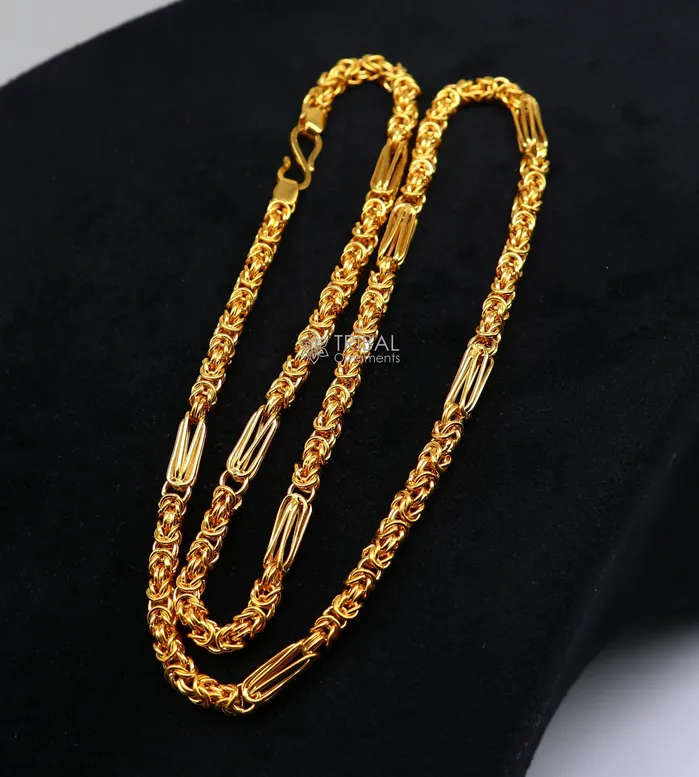 TRIBAL ORNAMENTS Necklaces 22kt yellow gold handmade fabulous modern trendy unique design certified gold byzantine luxury chain necklace unisex gifting jewelry gch573 TRIBAL ORNAMENTS Necklaces 22kt yellow gold handmade fabulous modern trendy unique design certified gold byzantine luxury chain necklace unisex gifting jewelry gch573