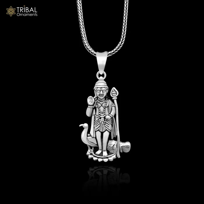 TRIBAL ORNAMENTS Necklaces 925 sterling silver Divine lord murugan KARTHIKEYA pendant excellent vintage designer silver handmade elegant pendant jewelry ssp1614