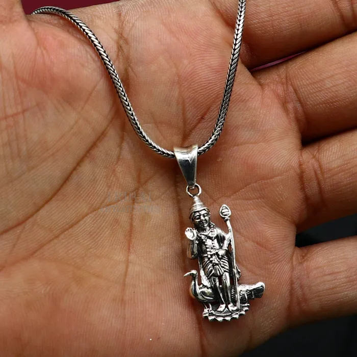 TRIBAL ORNAMENTS Necklaces 925 sterling silver Divine lord murugan KARTHIKEYA pendant excellent vintage designer silver handmade elegant pendant jewelry ssp1614