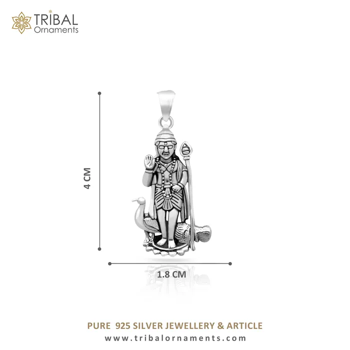 TRIBAL ORNAMENTS Necklaces 925 sterling silver Divine lord murugan KARTHIKEYA pendant excellent vintage designer silver handmade elegant pendant jewelry ssp1614