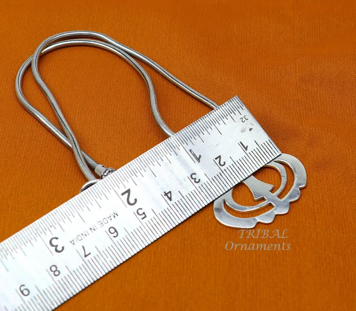 TRIBAL ORNAMENTS Necklaces 925 sterling silver handmade design holy khalsa Waheguru pendant sikha Sardar symbol pendant best blessing pendant from india nsp511