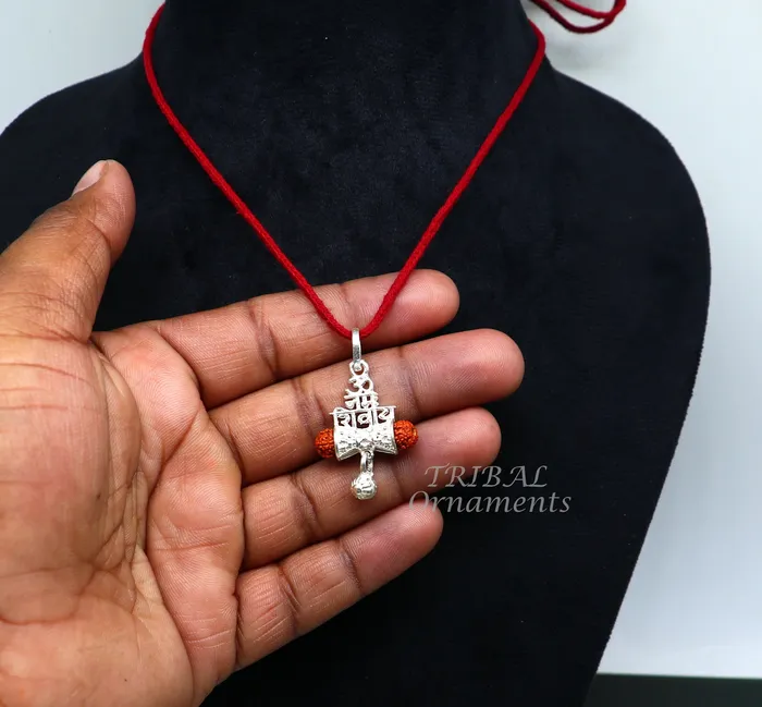 TRIBAL ORNAMENTS Necklaces 925 sterling silver handmade Lord shivay design rudraksha pendant gorgeous hanging drops excellent aum namah shivay pendant nsp546