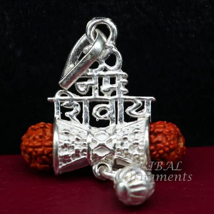 TRIBAL ORNAMENTS Necklaces 925 sterling silver handmade Lord shivay design rudraksha pendant gorgeous hanging drops excellent aum namah shivay pendant nsp546