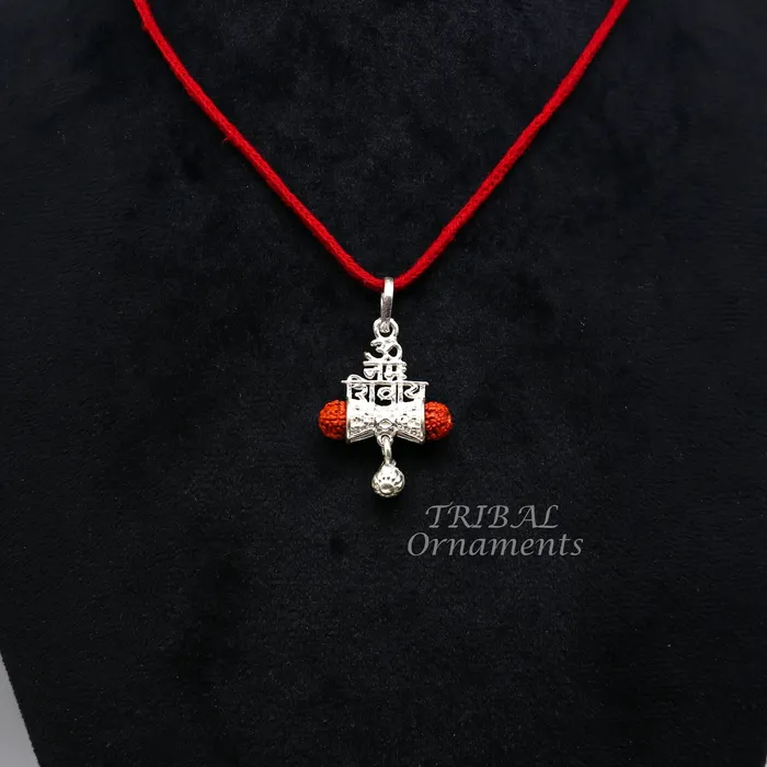 TRIBAL ORNAMENTS Necklaces 925 sterling silver handmade Lord shivay design rudraksha pendant gorgeous hanging drops excellent aum namah shivay pendant nsp546