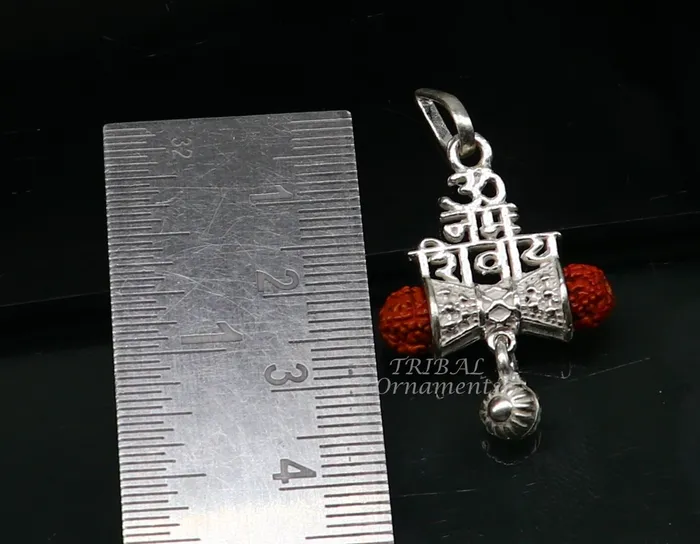 TRIBAL ORNAMENTS Necklaces 925 sterling silver handmade Lord shivay design rudraksha pendant gorgeous hanging drops excellent aum namah shivay pendant nsp546