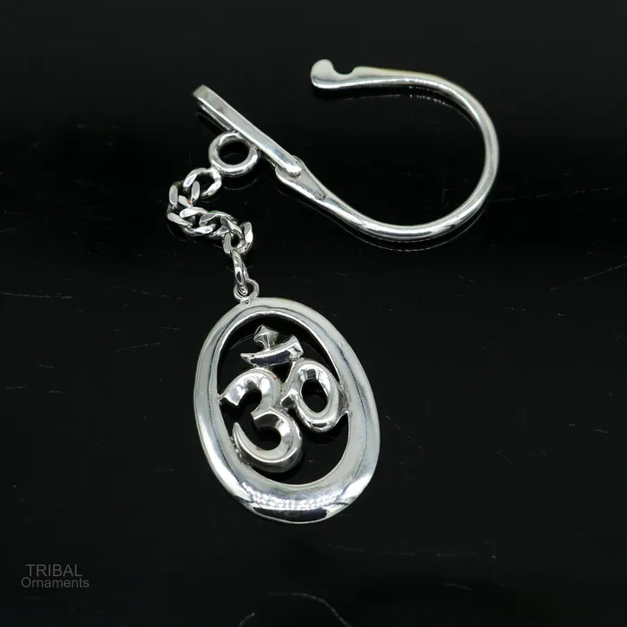 TRIBAL ORNAMENTS Necklaces 925 Sterling silver handmade unique style OM aum mantra solid key chian stylish royal gifting silver accessories unisex gift kch08 TRIBAL ORNAMENTS Necklaces 925 Sterling silver handmade unique style OM aum mantra solid key chian stylish royal gifting silver accessories unisex gift kch08