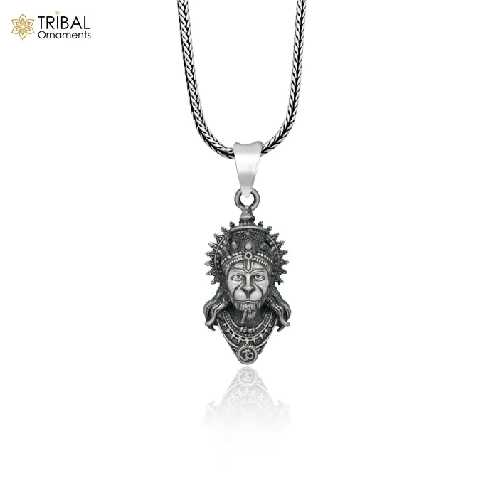 TRIBAL ORNAMENTS Necklaces 925 sterling silver lord hanuman ji Pendant with chain tribal jewellery nsp1025