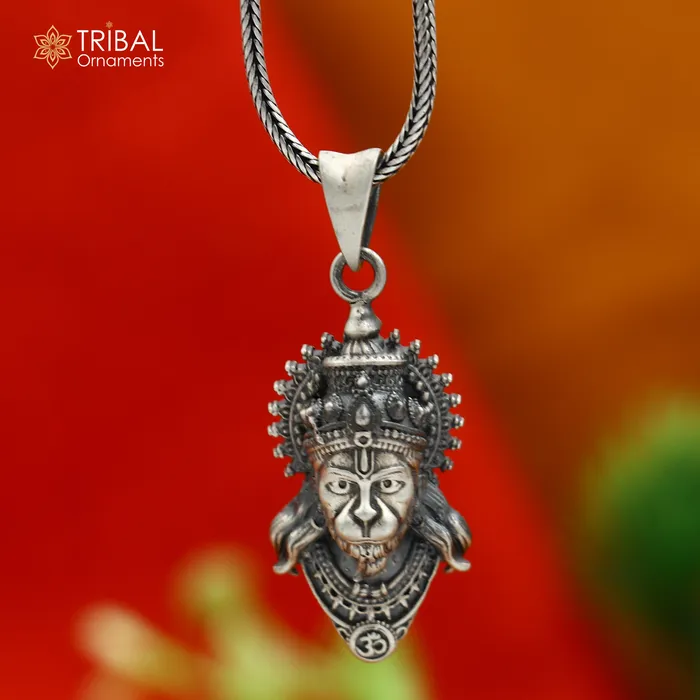 TRIBAL ORNAMENTS Necklaces 925 sterling silver lord hanuman ji Pendant with chain tribal jewellery nsp1025 TRIBAL ORNAMENTS Necklaces 925 sterling silver lord hanuman ji Pendant with chain tribal jewellery nsp1025