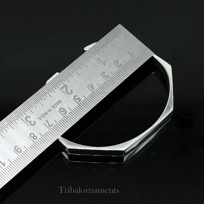 TRIBAL ORNAMENTS Plain shiny solid 925 sterling silver handmade adjustable cuff bangle bracelet unsex gifting jewelry solid shiny bracelet nsk374 Bracelets