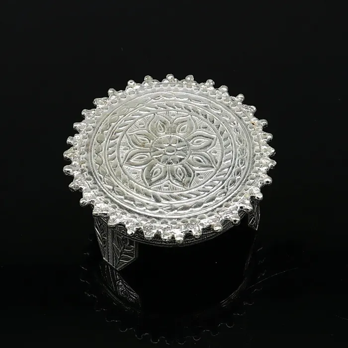 TRIBAL ORNAMENTS Rings 2 Vintage design 925 Sterling silver handmade small round shape tablebazotchouki excellent home puja utensils temple art su1161