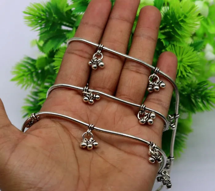 TRIBAL ORNAMENTS Rings 30 to 42 Handmade adjustable 925 sterling silver snake chain waist belt belly chain waist chain with hanging drops tribal jewelry nwch15