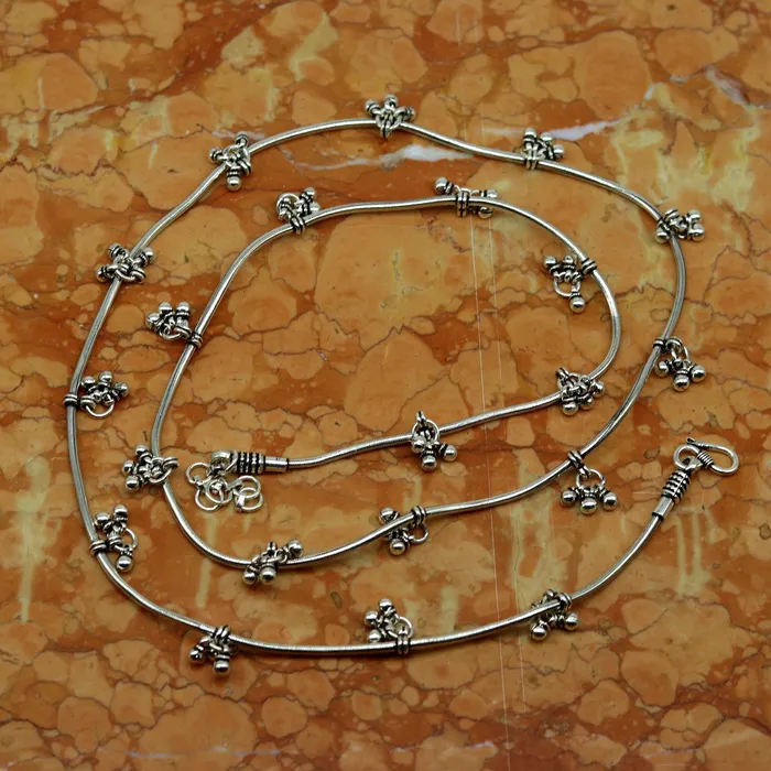 TRIBAL ORNAMENTS Rings 30 to 42 Handmade adjustable 925 sterling silver snake chain waist belt belly chain waist chain with hanging drops tribal jewelry nwch15