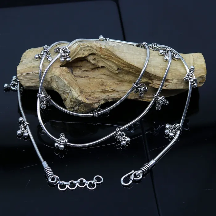 TRIBAL ORNAMENTS Rings 30 to 42 Handmade adjustable 925 sterling silver snake chain waist belt belly chain waist chain with hanging drops tribal jewelry nwch15