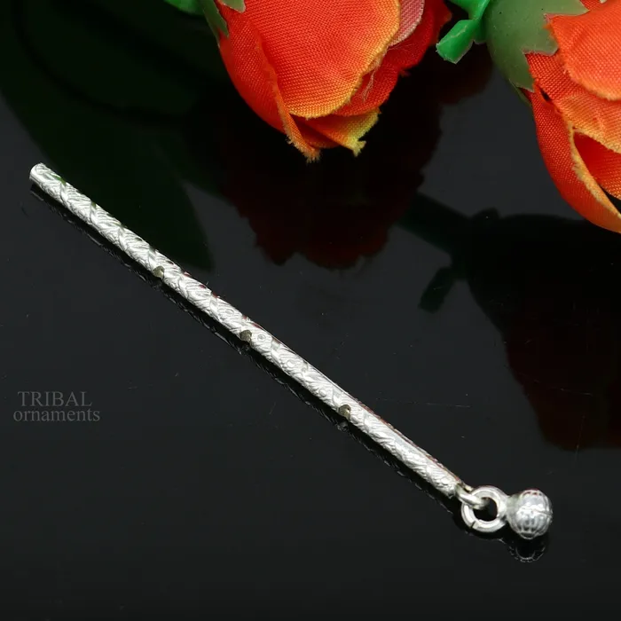 TRIBAL ORNAMENTS Rings 8 cm long sterling silver handmade idol krishna flute silver bansuri laddu gopala flute little krishna flute puja art su658 TRIBAL ORNAMENTS Rings 8 cm long sterling silver handmade idol krishna flute silver bansuri laddu gopala flute little krishna flute puja art su658