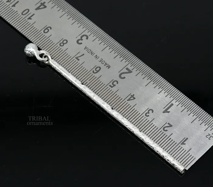 TRIBAL ORNAMENTS Rings 8 cm long sterling silver handmade idol krishna flute silver bansuri laddu gopala flute little krishna flute puja art su658