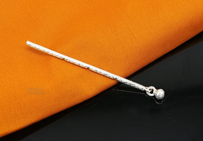 TRIBAL ORNAMENTS Rings 8 cm long sterling silver handmade idol krishna flute silver bansuri laddu gopala flute little krishna flute puja art su658