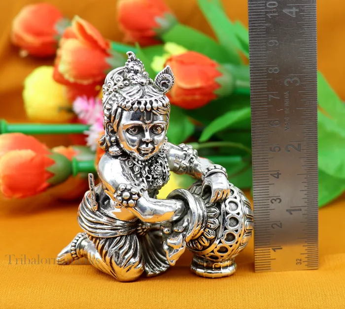 TRIBAL ORNAMENTS Rings 925 Sterling silver customized Idol Krishna Bal Gopal statue figurine laddu gopal crawling Krishna sculpture Makhan gopala statue art221
